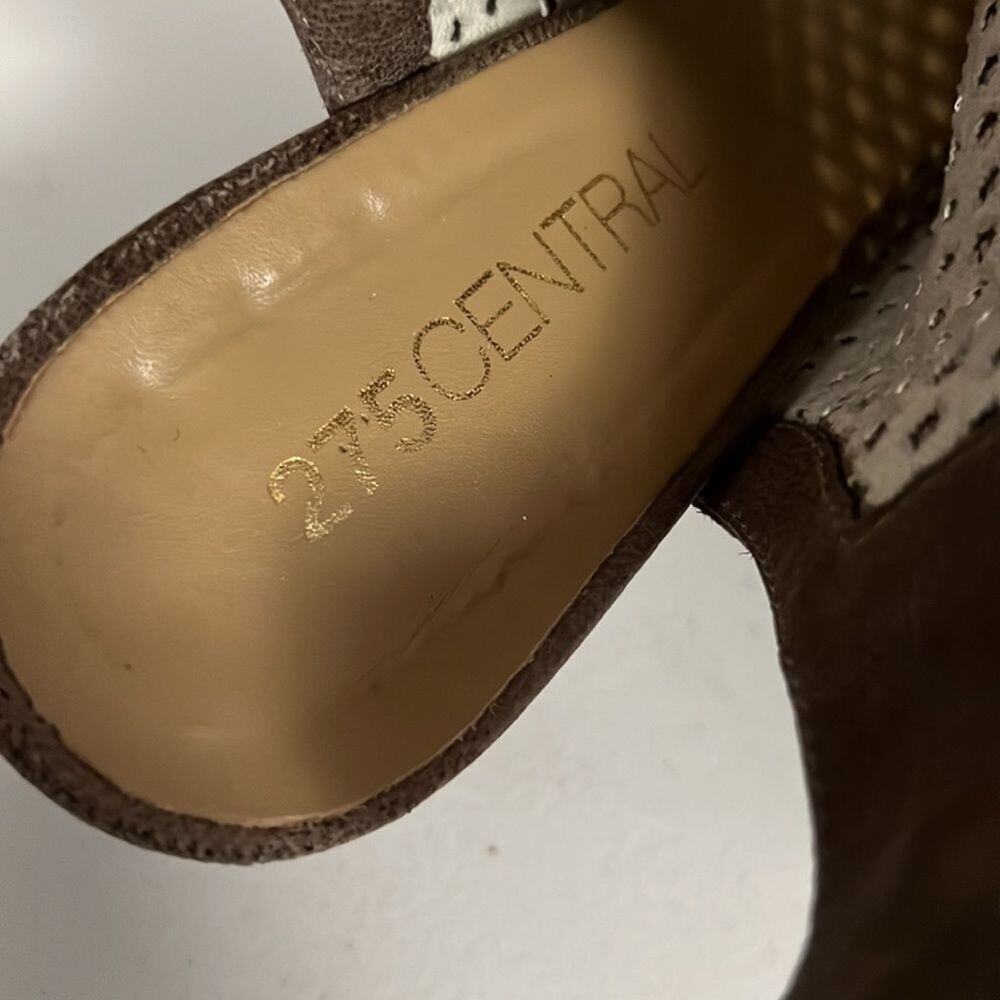 275 CENTRAL PERFORATED BOOTIE TAUPE LEATHER PEEK‎ TOE SANDALS SIZE 37 - Picture 6 of 7